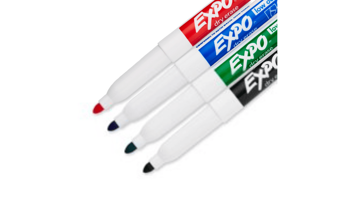 EXPO Low Odour Dry Erase Markers, Fine Tip 4pk (Pack)