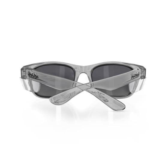 Graphite frame unisex safety glasses with polarised lens, offering 99.95% UV protection for outdoor activities.