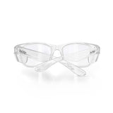 Clear safety glasses with UV400 protection; sleek design for comfort and durability in any environment.