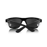 Safestyle Fusions Black Tinted Safety Glasses featuring a sleek frame, tinted lenses, and 99.95% UV protection for outdoor use.