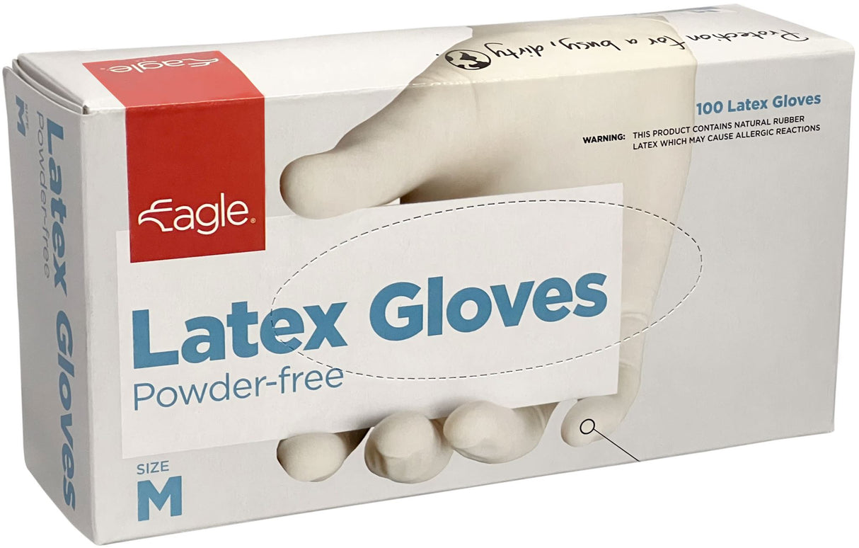 Eagle Latex Gloves Powder Free XS-XL (Pack of 100) - Natural - M