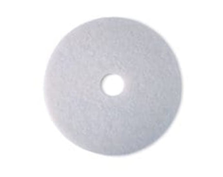 White Super Polish Pad 4100-406mm (16") for buffing, polishing, and removing scuffs on wood floors; ideal for light cleaning.