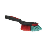 Vikan vehicle hand brush with ergonomic handle, soft bristles, and rubber edge for gentle, effective cleaning.