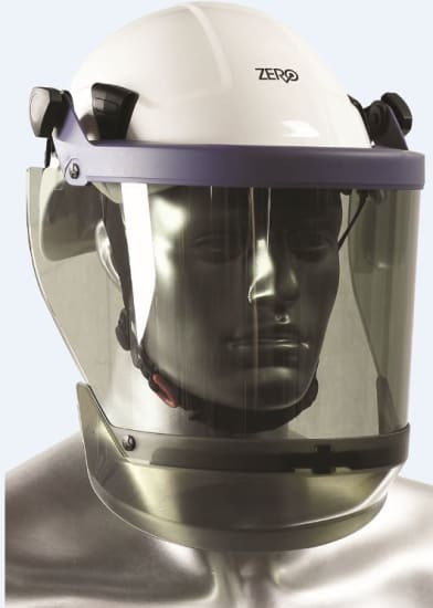 AMPSHIELD Arc Flash Visor Assembly provides 12 cal/cm² protection with anti-fog feature and easy LeverLock replacement.