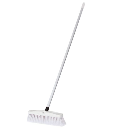 Platform broom with a lightweight fibreglass handle, durable bristles, and 355mm width for effective cleaning.