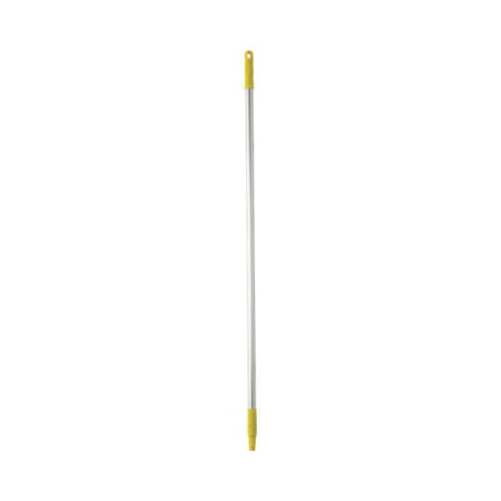 Vikan Aluminium Handle in yellow, 1245mm long, ergonomic with color-coded grip, designed for efficient professional cleaning.