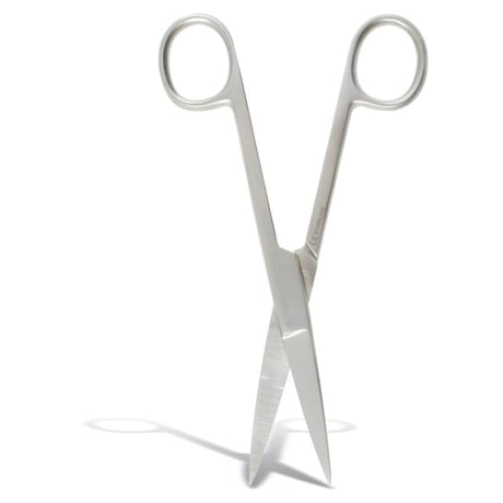 Durable 15cm stainless steel scissors with ergonomic design, perfect for medical and first aid use.