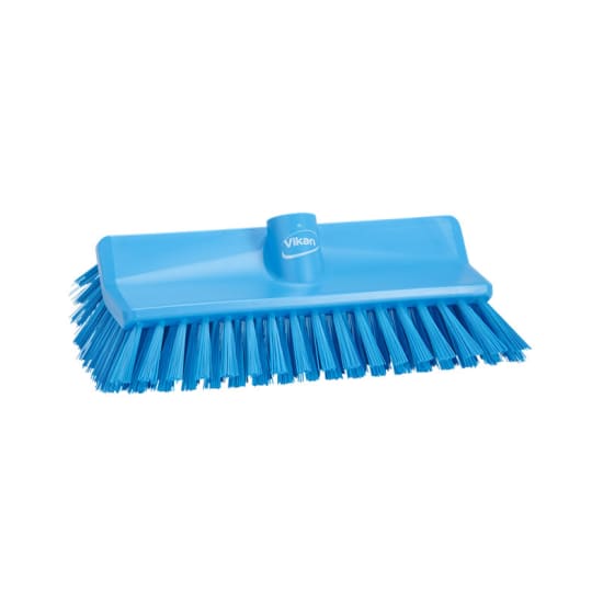 Vikan High-Lo Stiff Bristle Brush in blue, 265mm, designed for tough cleaning in hard-to-reach areas and drains.