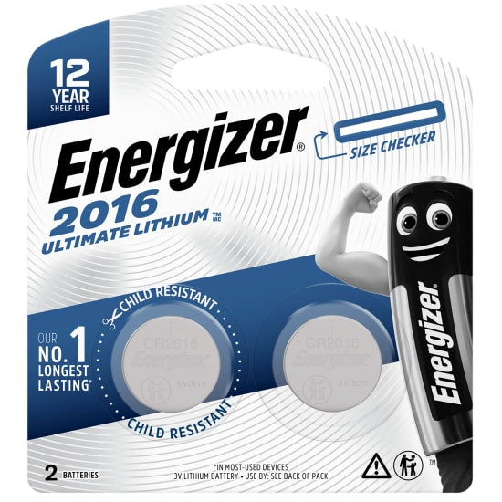 Energizer Ultimate Lithium Coin Battery 2016-Pack of 2 (Each)