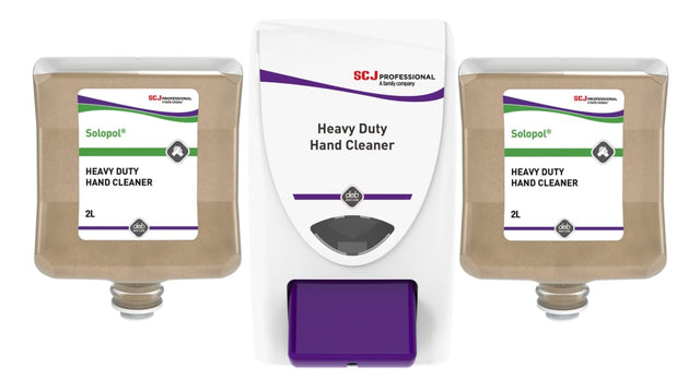 Solopol Classic Starter Pack with 2L dispenser and cartridges for effective hand hygiene in professional environments.