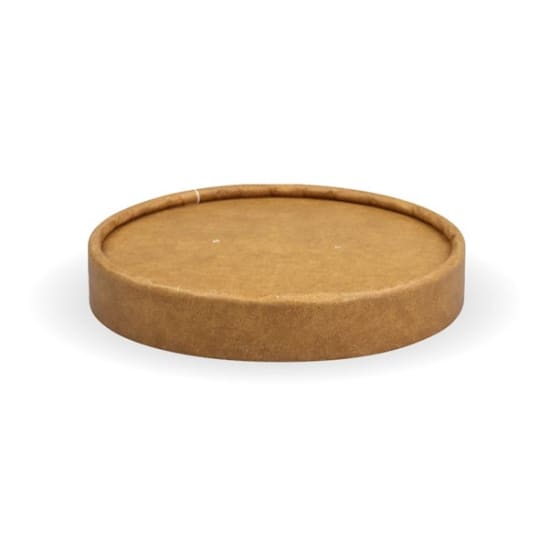 Eco-friendly Kraft Paper BioBowl lids (250ml) for soups and salads, compostable, heat-resistant, pack of 25.