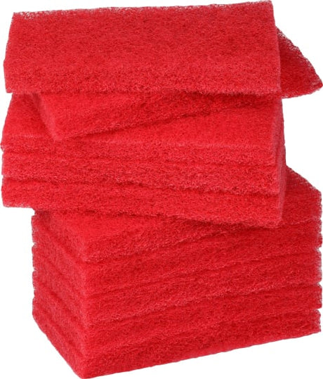 Glomesh Glitterbug Pad in red, 9x4 inches, pack of 10; eco-friendly, durable pads for effective scrubbing and buffing.