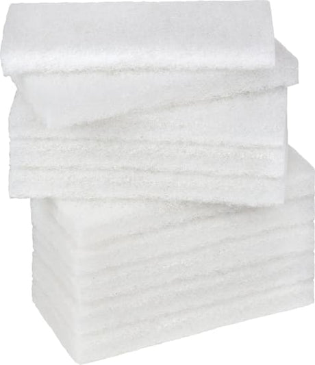 Glomesh Glitterbug Pads in white, 9x4 inches, eco-friendly for gentle scrubbing glass and non-scratch surfaces, pack of 10.