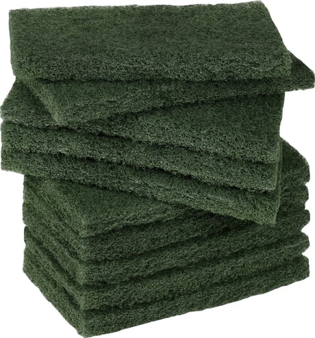 Green Glomesh Glitterbug Pad, 9x4 inches, pack of 10, made from recycled PET for effective heavy scrubbing.