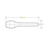 Eco-friendly 11cm disposable teaspoons made from renewable sugarcane pulp, 50 pack, perfect for sustainable dining.