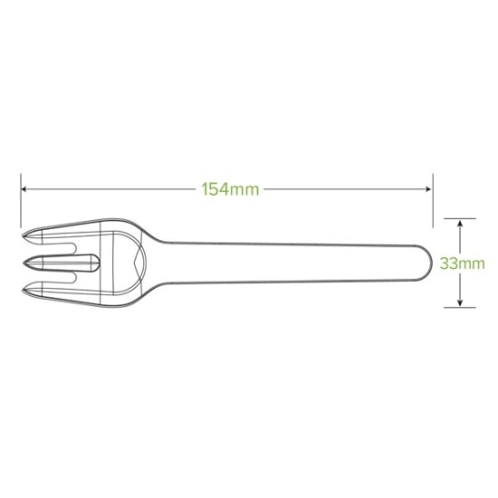 Eco-friendly BioPak plant fibre forks made from sugarcane pulp, 15cm, 50-pack, sustainable and biodegradable cutlery.