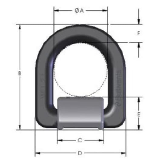 Bullivants Grade 80 Weld-On Load Ring, 10.0T, durable forged D ring for heavy lifting, fatigue tested, AS 3776 compliant.