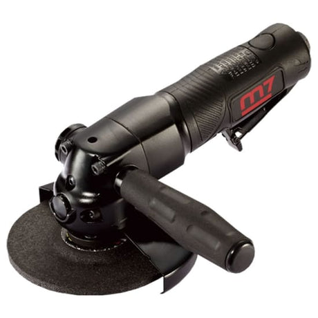 M7 Air Angle Grinder: 1.3HP motor, 125mm wheel, lightweight with safety throttle and swivel guard for versatile grinding tasks.