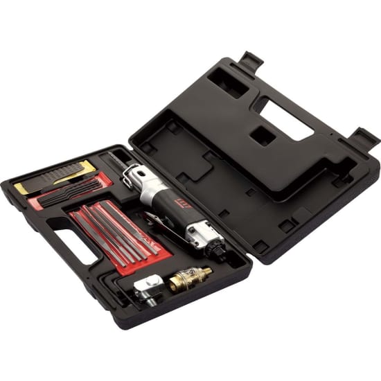 M7 21pc Air Saw and File Set with quick-change blade holder, 12 saw blades, and 5-piece file set for precision cutting.