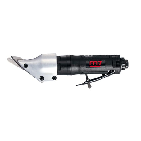 M7 Air Shear Straight Style with heat-treated blades, 2600 spm, cuts metal up to 1.6mm, lightweight, and air-powered tool.