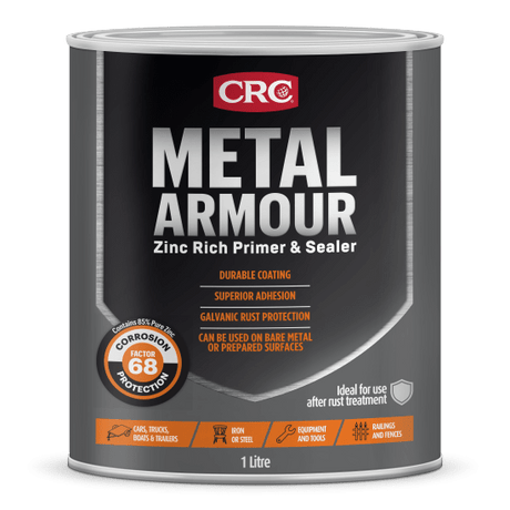 Zinc-rich primer and sealer in a 1L container, providing 68 months of corrosion protection for metal surfaces.