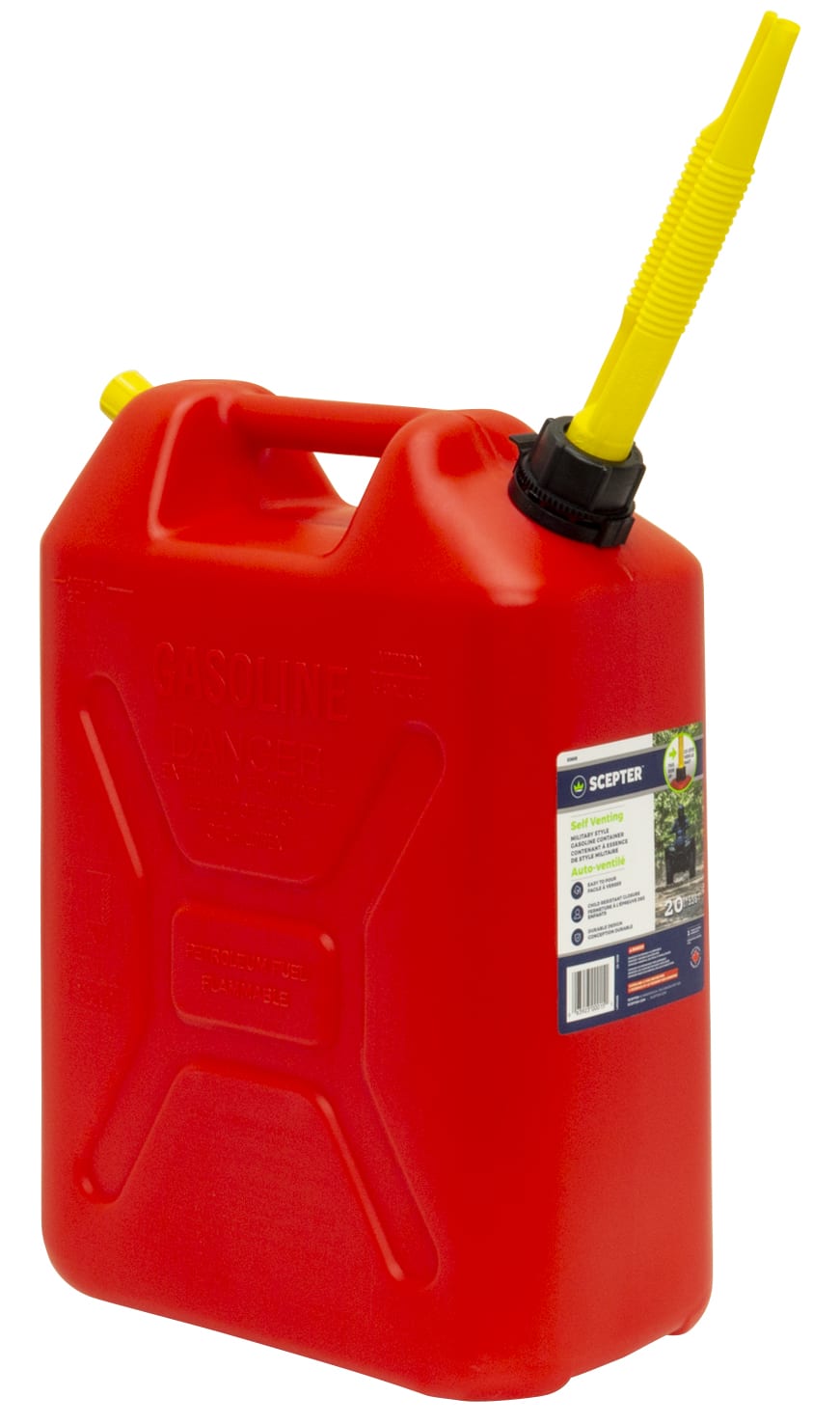 Rear Venting Plastic Fuel Can 20L Petrol SCRV520