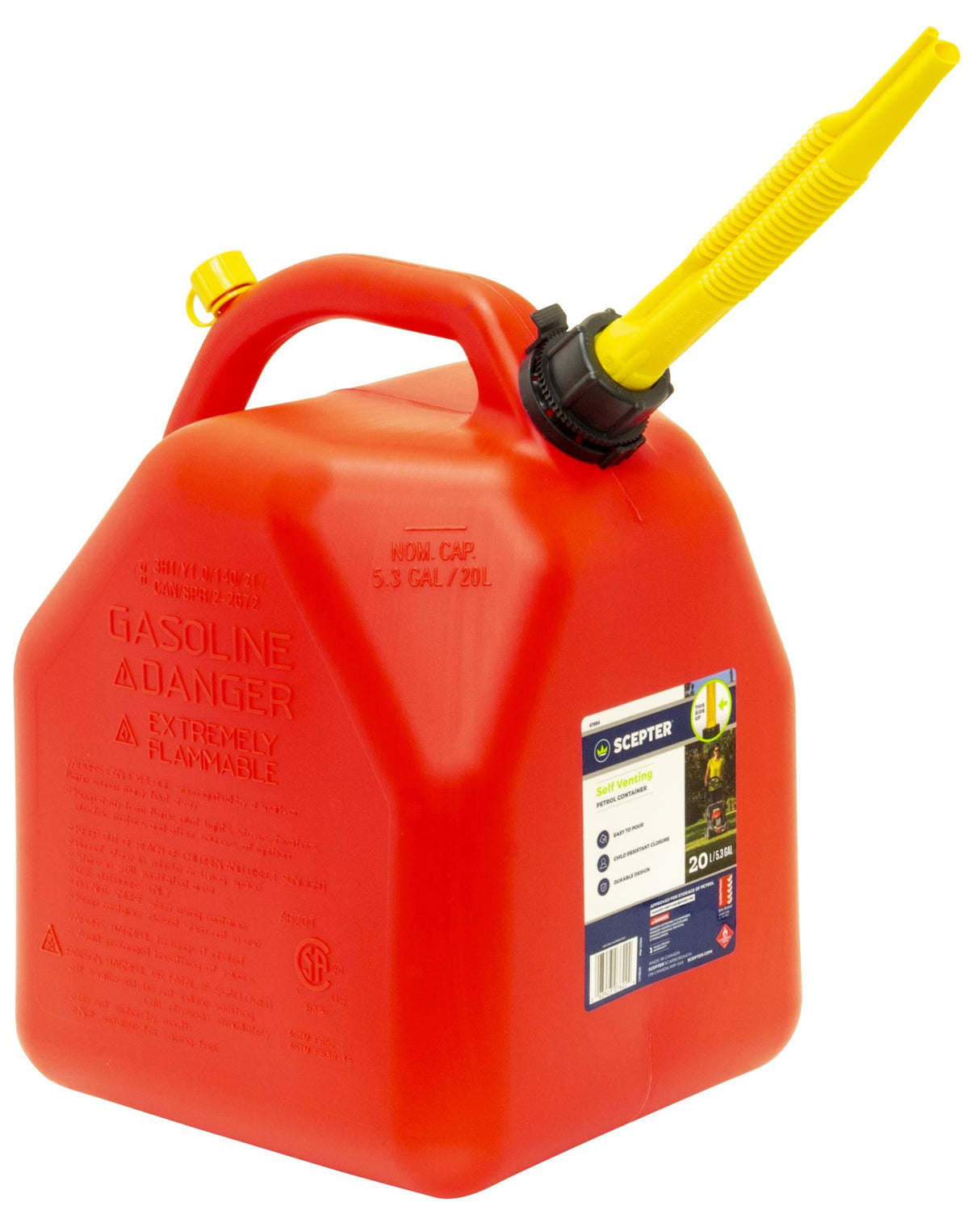 Scepter Self Venting Plastic Fuel Can 20L Petrol