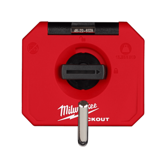 Milwaukee PACKOUT 4" Single Straight Hook securely holds tools, features metal reinforcement, and integrates with PACKOUT Wall Plates.