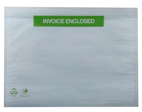 Pomona Paper Invoice Enclosed Labelope in 115 x 150MM, ideal for secure invoice inclusion in packages, 1000 per case.