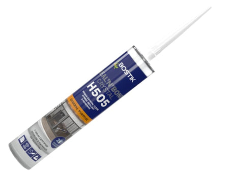 Bostik H505 Seal 'N' Bond 290ml adhesive sealant, crystal clear, UV resistant, versatile for indoor and outdoor sealing.