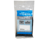 UV black nylon cable ties, 200mm x 4.8mm, pack of 100; durable, safe, ideal for outdoor use and cable organization.
