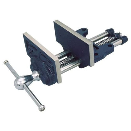 Groz 7in rapid action woodworking vice, durable cast iron, smooth movement, ideal for quick adjustments in woodworking tasks.