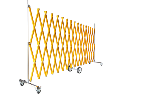 Bright yellow expandable safety barrier, 1.5Mx5M, designed for visible access restriction and safety zone creation.