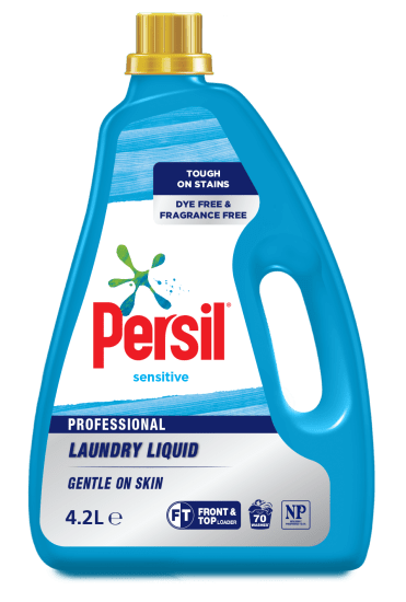 Persil Professional Sensitive Laundry Liquid 4.2L, effective stain remover, fragrance-free, gentle on sensitive skin and fabrics.