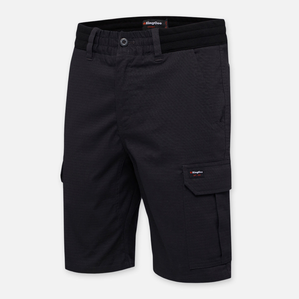 KingGee, Tradies Comfort Waist Work Short, K17007 Regular Fit - Black (Size: 82)