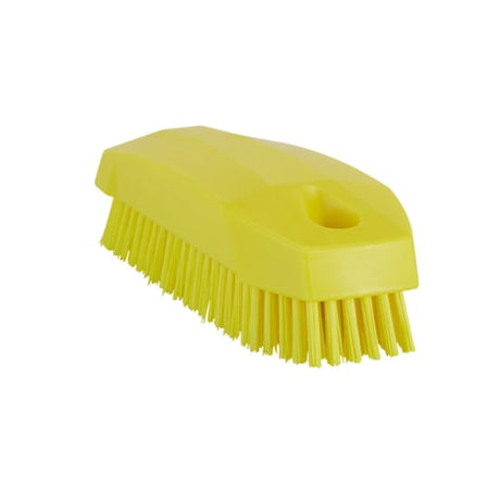 Vikan Stiff Bristle Nail Brush in yellow, 130mm, designed for effective nail cleaning with sturdy handle and stiff bristles.