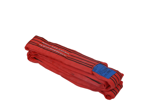 Bullivants Synthetic Round Sling in red, 5T x 6m, with heavy-duty casing and test certificate for safe lifting.