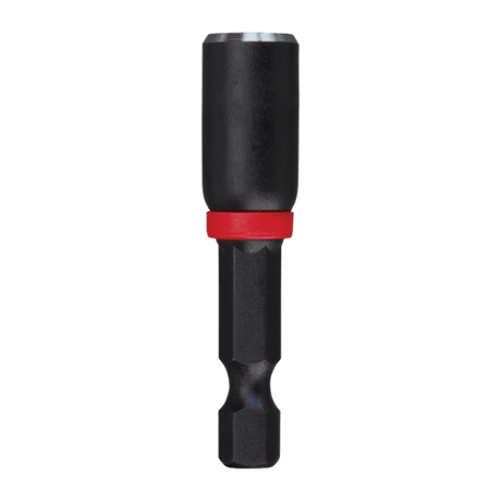 Milwaukee Shockwave 1/4" x 50mm magnetic nut driver with durable steel, strong magnet, and color-coded size rings for efficiency.