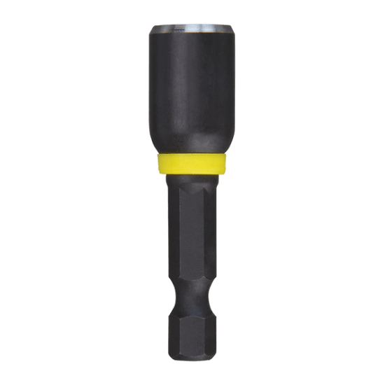 Milwaukee Shockwave Magnetic Nut Driver, 5/16" x 50mm, with strong magnet, colour-coded band, and chamfered edge for tight spaces.