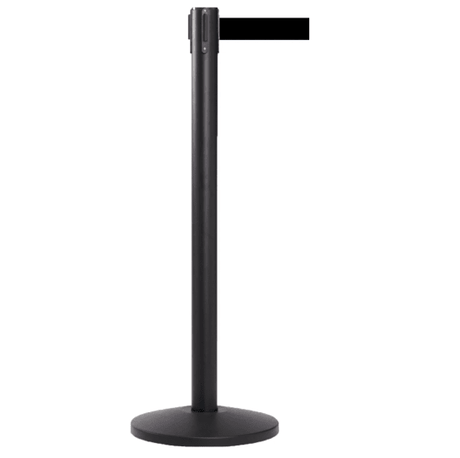 Free-standing retractable belt with a 3.9m barrier and durable black pole, ideal for crowd control in busy venues.