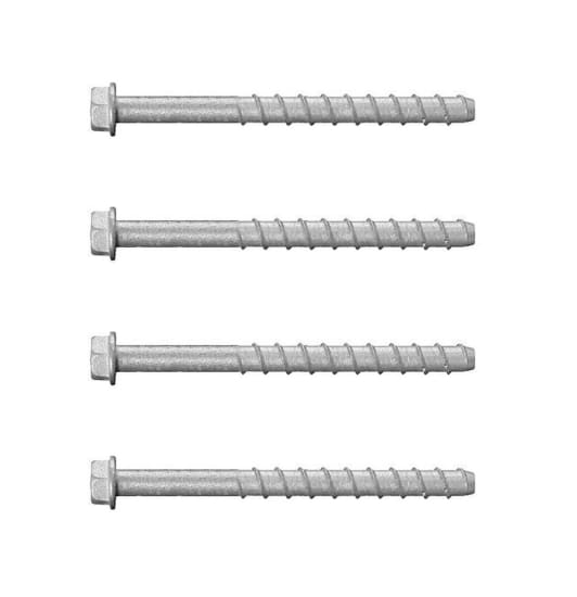 4 Piece Concrete Anchoring Kit with 4 M12x100mm screw bolt anchors for secure outdoor installations in concrete surfaces.