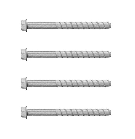 4 Piece Concrete Anchoring Kit with 4 M12x100mm screw bolt anchors for secure outdoor installations in concrete surfaces.