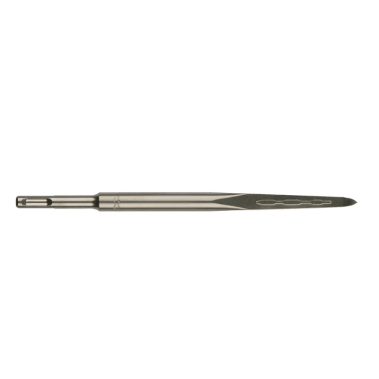 Milwaukee SDS Plus Sledge Point Chisel, 250mm, forged steel, self-sharpening tip, ideal for concrete demolition and heavy-duty use.