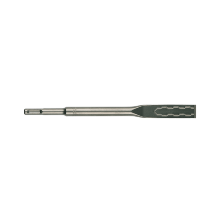 Milwaukee SDS Plus Sledge Flat Chisel, 250mm long, designed for concrete demolition, featuring self-sharpening tip and reinforced edges.