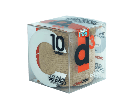 Elastic cohesive bandage 75mm x 9m, self-adhering, hand-tearable, high-strength spandex for support and comfort.