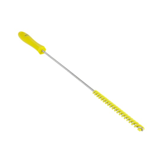 Vikan yellow tube brush with stiff bristles for cleaning 10mm pipes and tight spaces between machinery components.