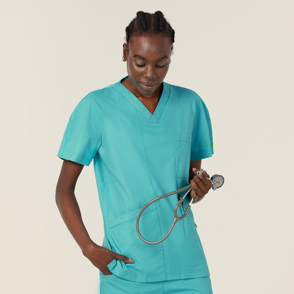 NNT, Unisex Antibacterial Active Carl Scrub Top - MINT (Size: XXS)