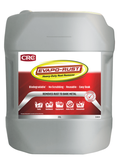 CRC Evapo-Rust Ready to Use-20L rust remover, non-toxic formula for easy rust removal without scrubbing, safe for various materials.