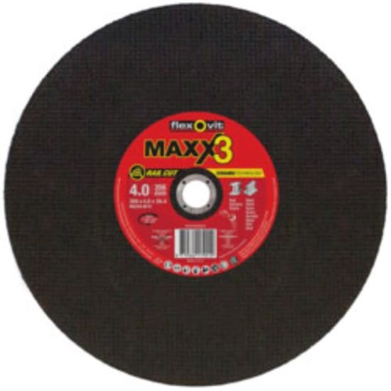 Flexovit Maxx3 Rail Cutting Discs, 356mm, ceramic grain for efficient cutting, minimal vibrations, pack of 10 discs.