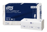 Tork H5 PeakServe Continuous Paper Towels in case of 12 packs, designed for high-traffic areas with smooth towel delivery.